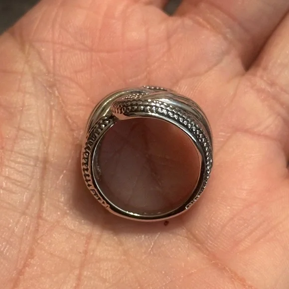 Textured Silver-Tone Double Rope Infinity Knot Statement Ring, Sz 8 - Picture 6 of 7